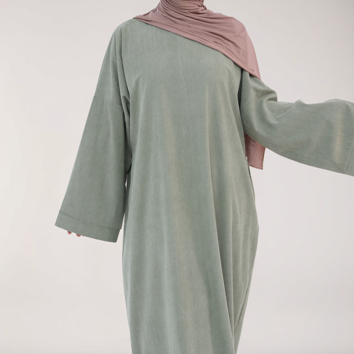 CORDUROY MAXI DRESS GREEN