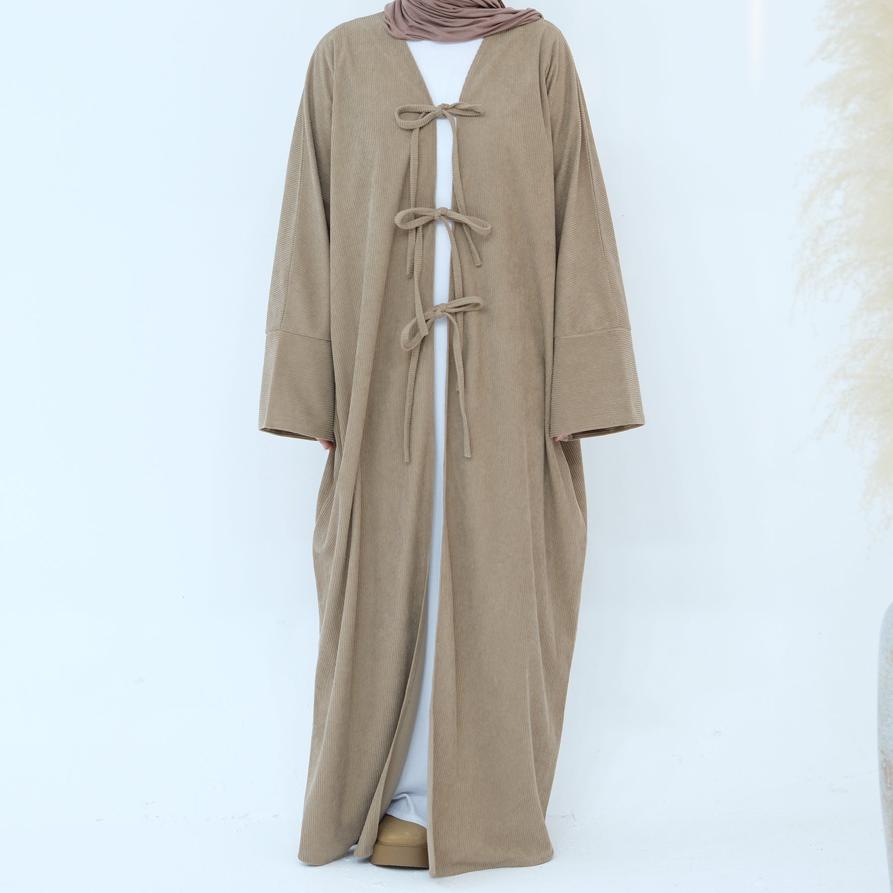 CORDUROY OPEN ABAYA MOCHA