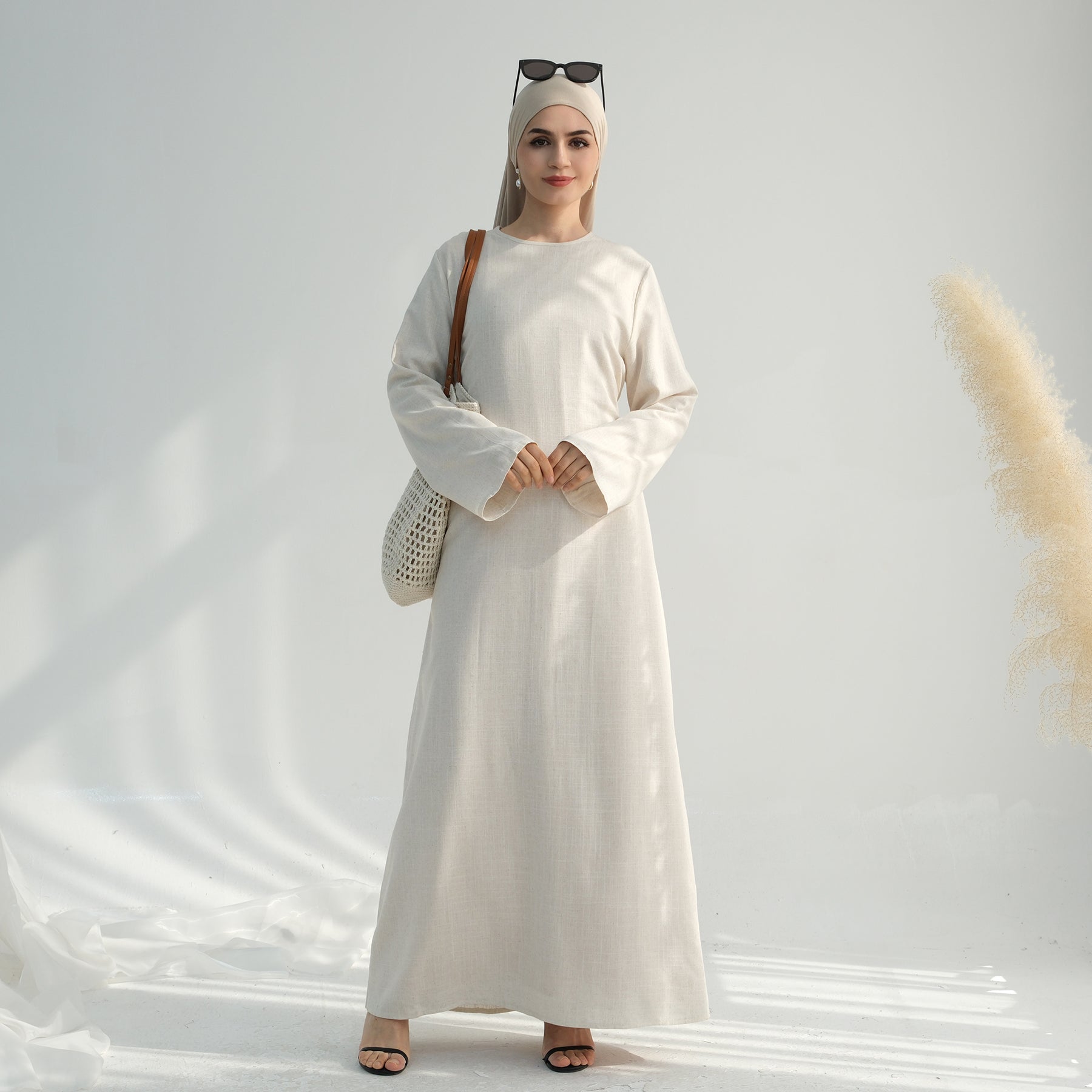 PREMIUM COTTON MAXI DRESS BEIGE