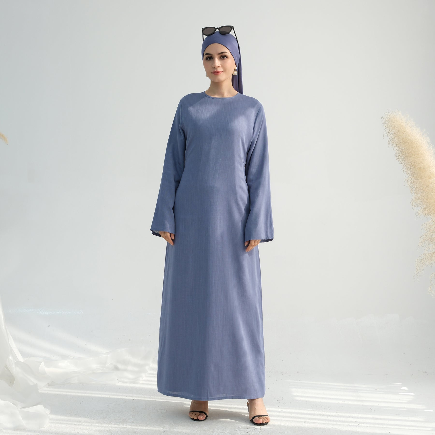 PREMIUM COTTON MAXI DRESS BLUE